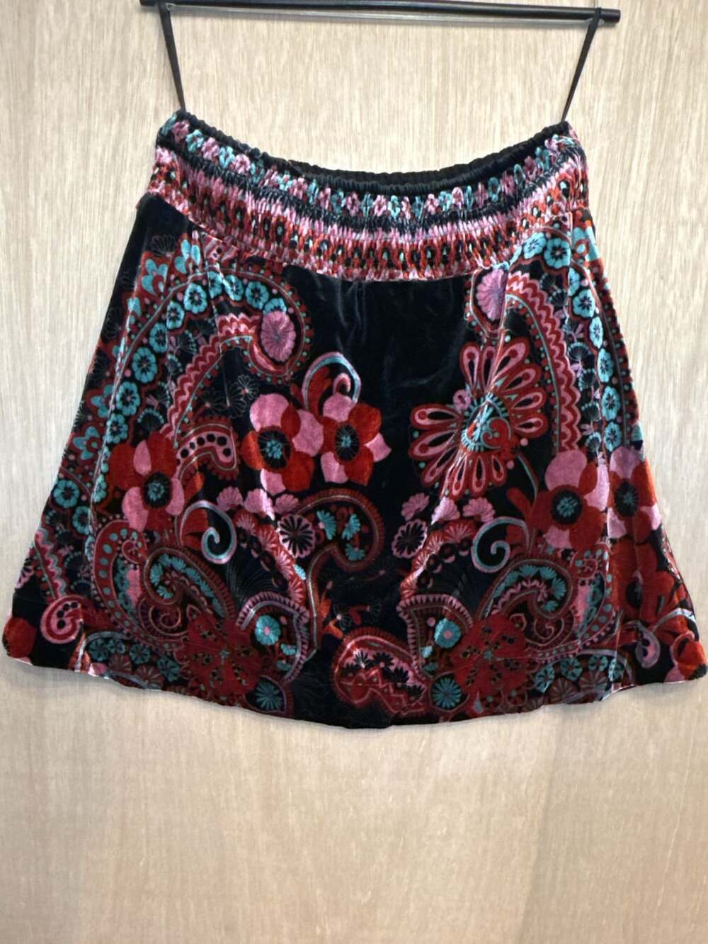 Free People Velvet Floral Paisley Skirt Size S